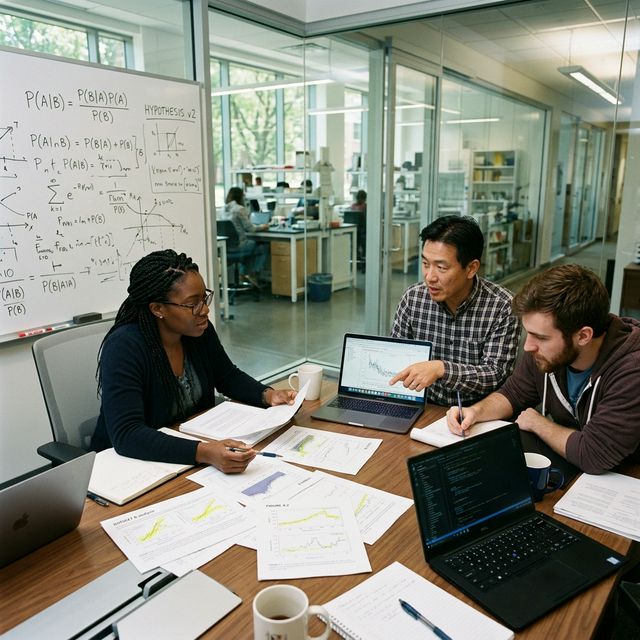 University research laboratory with scientific equipment and data